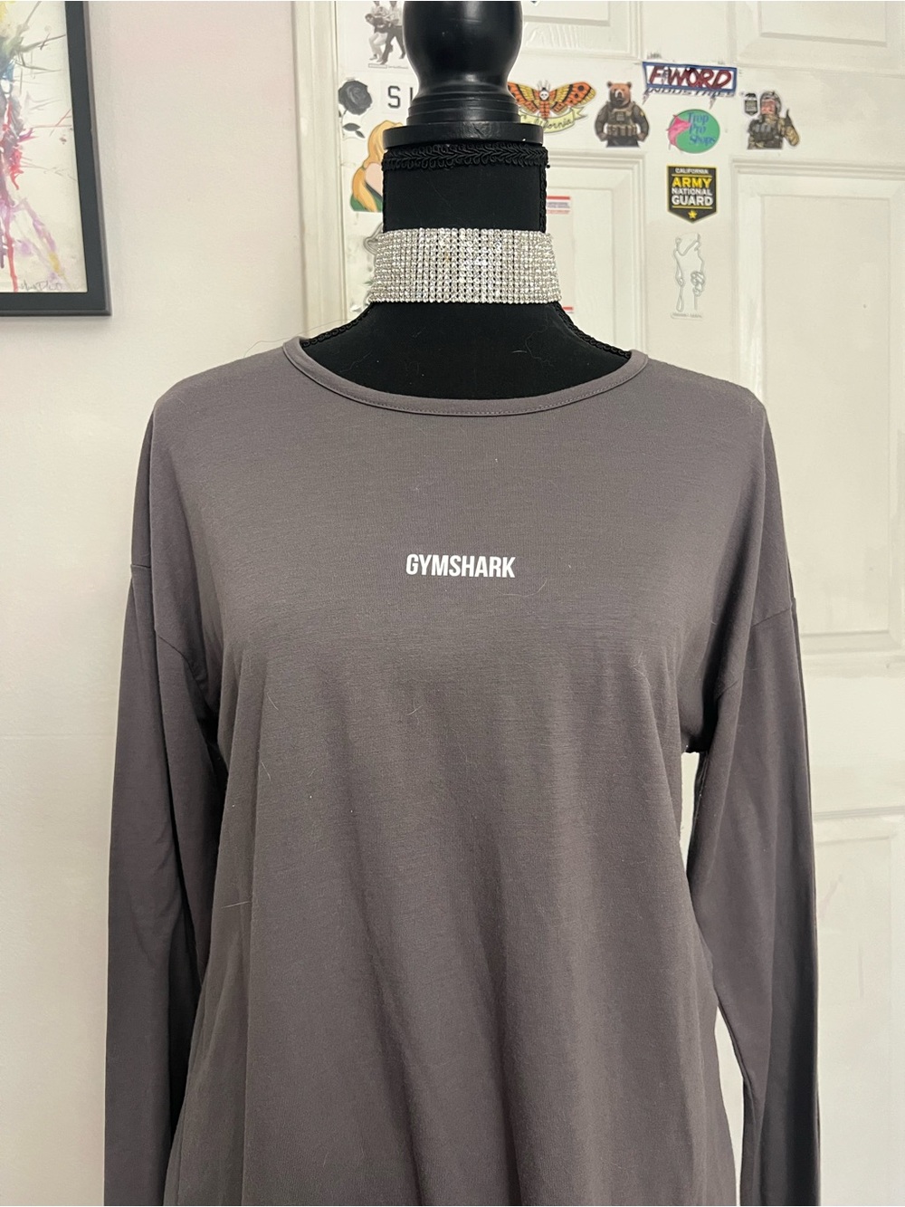 Gymshark Charcoal Gray Long Sleeve Crewneck Top